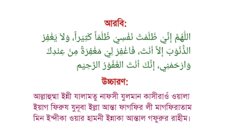 দোয়া মাসুরা বাংলা উচ্চারণ ও অর্থ