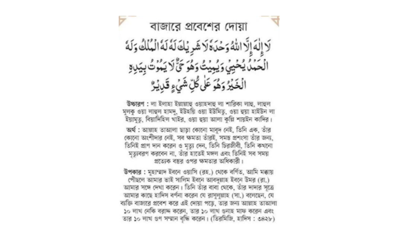 বাজারের দোয়ার ফজিলত