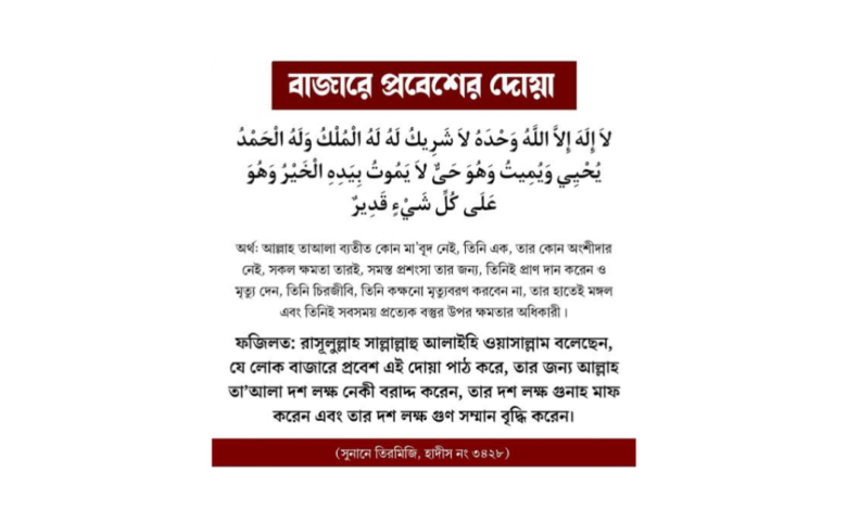 বাজারে প্রবেশের দোয়া